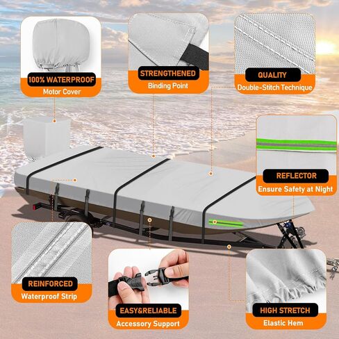 Jon Boat Cover 14ft-16ft ، 800d Oxford Oxford Adlic Oxfor in Saudi Arabia