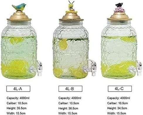 TIST Beer Drinks Dispenser Beer Dispenser with Faucet, Beverage Dispenser, Glass Cold Beverage Dispenser | Base | Leak Free 4L Liquor Cabinet Home Bar Cask Ale Dispenser(B) in Saudi Arabia