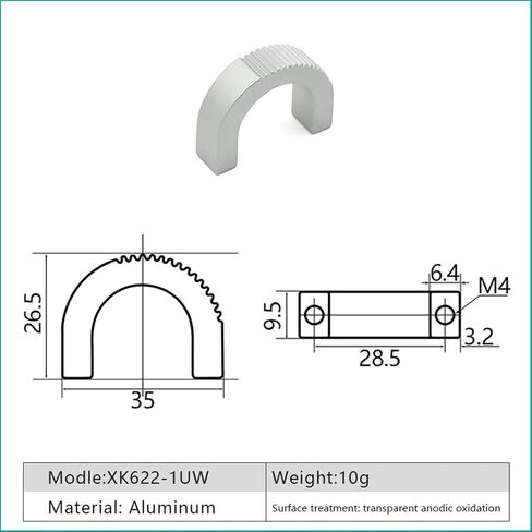 XK622W Semi-Circular Aluminum Handle Light Type Small Handle Kitchen Cabinet Door Handles 1Pcs(XK622-4UW) in Saudi Arabia