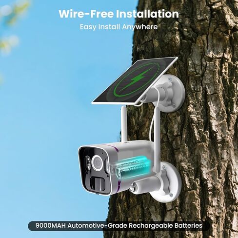 XMARTO 100% Wire-Free 4MP HD Solar Security Camera Wireless for Home Surveillance (All-Weather Solar Charge, AI Motion Detection, Spot Light and Siren, SD, NVR & Cloud Storage) in Saudi Arabia