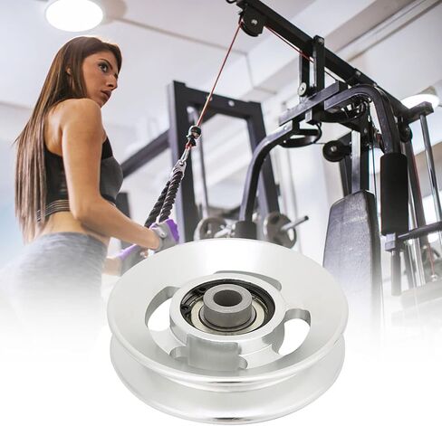Estink Aluminium Pulley Wheel ، 4 حزمة ألواح الألومنيوم العالمية محمل عجلة بكرة الرياضة الملحقات لآلة الكابلات الجيم في المنزل المرفقات بقطر 10.5 مم تجويف (90 ملم) in Kuwait