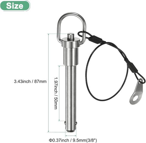 Push-Button Ball Locking Pin, 5/16" [8mm] Dia., 2-3/4"[70mm] Usage Length Ring Quick Release Lock Pins W Lanyard Cable for Speaker/Aviation/Gym/Machine [304 Stainless Steel] in Saudi Arabia