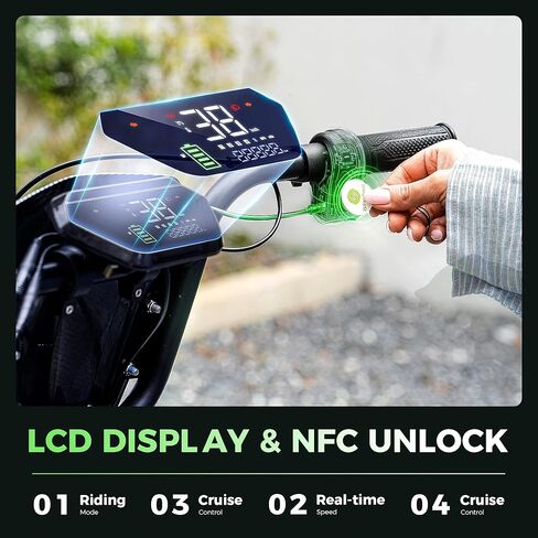 isinwheel Electric Scooter Adults ، 21/38 mph speed top و 28/43 Miles Range ، 14/16 '' Fat Tyre Scooter للبالغين مع إشارات الانعطاف وأضواء المزاج ، التطبيق ، 1200 واط دراجة نارية كهربائية قوية مع مقعد مع مقعد in Kuwait