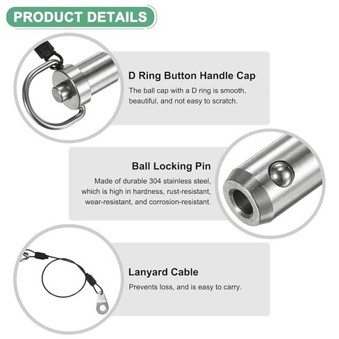 Push-Button Ball Locking Pin, 5/16" [8mm] Dia., 2-3/4"[70mm] Usage Length Ring Quick Release Lock Pins W Lanyard Cable for Speaker/Aviation/Gym/Machine [304 Stainless Steel] in Saudi Arabia