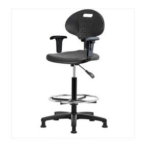 توماس ECOM TPHBCH-RG-A1-CF-RG Polyurethane Basic Industrial High Bench Kair مع قاعدة نايلون أسود ، ذراع قابلة للتعديل ، حلقة قدم الكروم ، الانزلاق in Kuwait