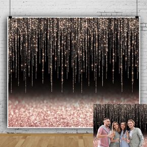 7x5ft الأسود والذهب بريق خلفية عيد ميلاد سعيد التصوير الفوتوغرافي خلفية للنساء الرجال الزفاف استحمام الطفل حفلة التخرج الديكور راية استوديو صور الدعائم in Kuwait