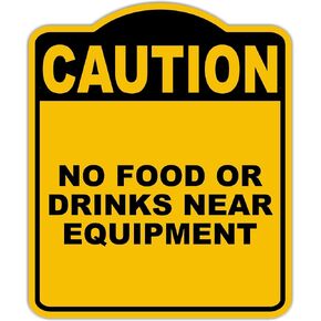 لا طعام أو مشروبات بالقرب من المعدات تحذير أصفر أسود الألومنيوم المركب 8.5 × 10 بوصات in Kuwait