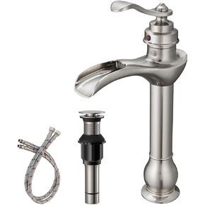 BWE الوعاء بالوعة صنبور صنبور الحمام البرونزي فرك مع مجموعة الصرف المنبثقة وخرطوم الإمداد بمقبض واحد فتحة واحدة الحمام الحمام الخلاط الغرور الخلاط الصنبور طويل القامة in Kuwait