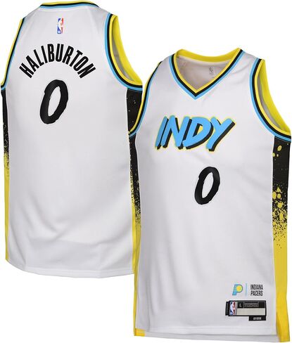 Outerstuff Tyrese Haliburton Indiana Pacers NBA White #0 Kids Youth 8-20 City Edition Swingman Player Jersey in Saudi Arabia