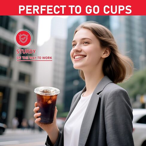 100 pack 16 oz Clear Plastic Cups with Lids, Disposable Iced Coffee Cups with Strawless Sip Lids, Drink Cup for Cold Drinks, Iced Coffee in Saudi Arabia