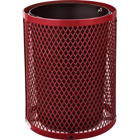 Global Industrial 36 Gallon Outdoor Steel Trash Can with Dome Lid, Plastic Liner and Anchor Kit Included, 23-1/2" Diameter x 40" H, Powder Coat Finish, Unassembled, Black in Saudi Arabia