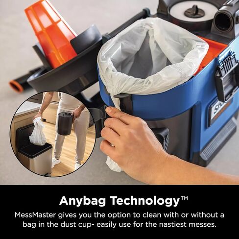 SHARK VS105 MessMaster Portable Wet Dry Vacuum, Small Shop Vac, 1 Gallon Capacity, Corded, Perfect for Pets & Cars, AnyBag Tech, Self-Cleaning, for Tough Wet & Dry Messes, Light Blue (Renewed) in Saudi Arabia