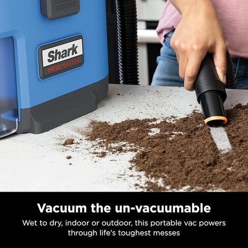 SHARK VS105 MessMaster Portable Wet Dry Vacuum, Small Shop Vac, 1 Gallon Capacity, Corded, Perfect for Pets & Cars, AnyBag Tech, Self-Cleaning, for Tough Wet & Dry Messes, Light Blue (Renewed) in Saudi Arabia