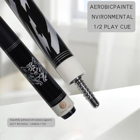 58 "19-20oz 2 قطعة تجمع الكربون عصا 11.8mm طرف البلياردو أداب الكربون فكرة ، اللوازم البلياردو 1/2 مفصل يدويا كرة مستقيمة/أسود ثمانية ، تسع كرات 19-20 أوقية (جديلة اللعب) in Saudi Arabia