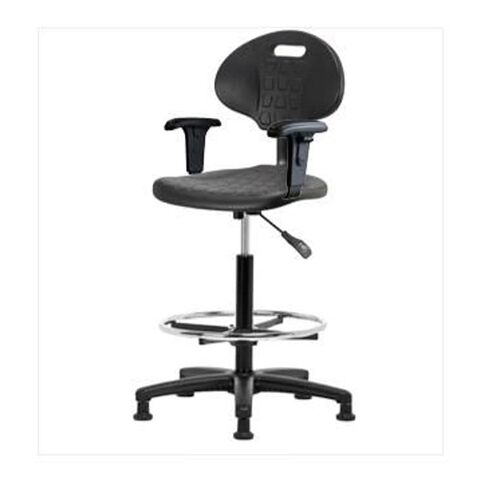 توماس ECOM TPHBCH-RG-A1-CF-RG Polyurethane Basic Industrial High Bench Kair مع قاعدة نايلون أسود ، ذراع قابلة للتعديل ، حلقة قدم الكروم ، الانزلاق in Kuwait