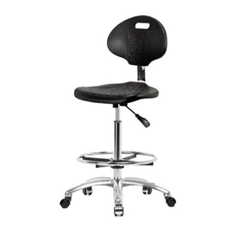 توماس ECOM TPHBCH-CR-A1-CF-CC البولي يوريثان البولي يوريثان كرسي ارتفاع مقعد عالية مع قاعدة كروم ، ذراع قابلة للتعديل ، حلقة القدم الكروم ، عجلات الكروم in Kuwait