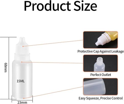 6 Pcs 15 ML Dropper Bottles, Squeezable Liquid Dropper Bottles Dispenser, Empty Squeeze Bottle for Lab Home in Saudi Arabia