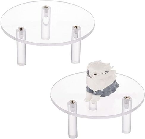 2 Packs Clear Acrylic Jewelry Display Riser 3.9x1.9inch Round Acrylic Cake Stand 3-Leg Display Riser Assembled Transparent Display Holder for Jewelry Action Figure Showing in Saudi Arabia