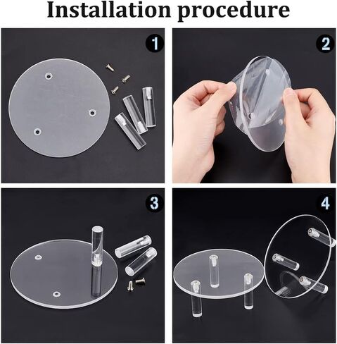 2 Packs Clear Acrylic Jewelry Display Riser 3.9x1.9inch Round Acrylic Cake Stand 3-Leg Display Riser Assembled Transparent Display Holder for Jewelry Action Figure Showing in Saudi Arabia