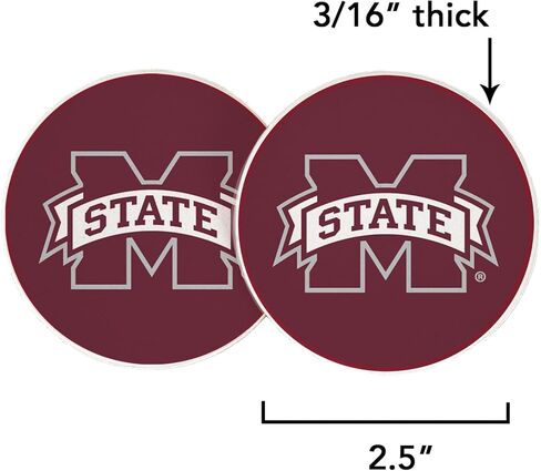 Desert Cactus Mississippi State University Car Coaster Bulldogs MSU Absorbent Sandstone Car Cup Coasters Set of 2 (Design A) in Saudi Arabia