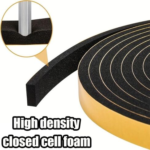 4-Meter Self-Adhesive Sponge Weather Stripping (12mm W x 6mm T) - Black Draft Stopper for Doors & Windows - Reduces Noise, Dust & Air Leaks - Soft Foam Seal for Home & Office in Saudi Arabia
