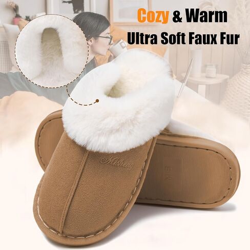 Slippers Women Men Fuzzy House Shoe with Memory Foam Fluffy Comfy Warm Winter Non-Slip Indoor Outdoor in Saudi Arabia