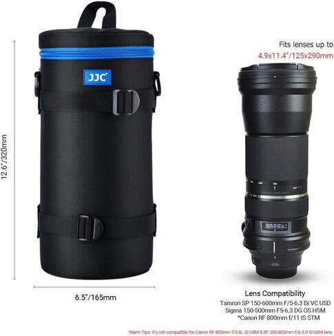 JJC Camera Lens Pouch Case for Canon RF 800mm f11 Tamron SP 150-600mm Sigma 150-600mm 150-500mm Nikon Nikkor AF-S 200-500mm & More, Zipper Polyester Lens Protective Bag Interior Size 4.9x11.4" in Saudi Arabia