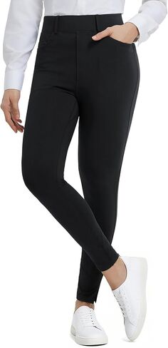 baleaf Womens Skinny Dress Pants Stretch Petite Yoga Work Pants Pull On Dressy Leggings with Zipper Pockets 7/8 Ankle in Saudi Arabia