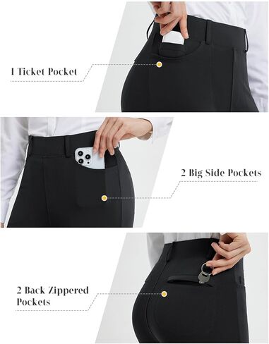baleaf Womens Skinny Dress Pants Stretch Petite Yoga Work Pants Pull On Dressy Leggings with Zipper Pockets 7/8 Ankle in Saudi Arabia