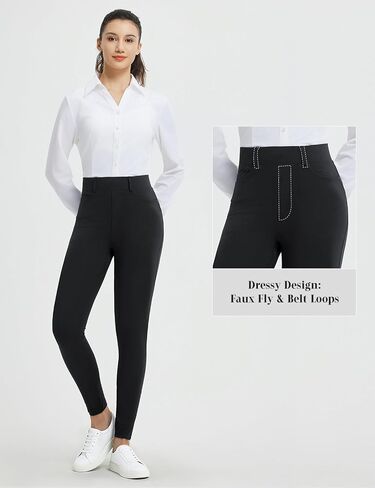 baleaf Womens Skinny Dress Pants Stretch Petite Yoga Work Pants Pull On Dressy Leggings with Zipper Pockets 7/8 Ankle in Saudi Arabia