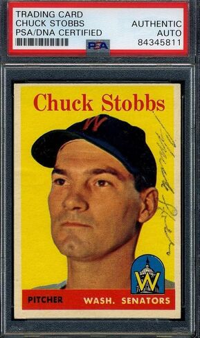 Chuck Stobbs PSA DNA Coa Signed 1958 Topps Autograph - Baseball Slabbed Autographed Cards in Saudi Arabia