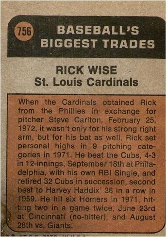 وقع ريك وايز 1972 Topps # 756 High # Cardinals 50446 - Baseball Slabbed Cards in Saudi Arabia