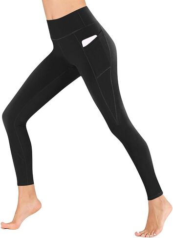 Women High Waist Leggings No See Through Tummy Control Cycling Running Workout Gym Yoga Pants with Pockets in Saudi Arabia