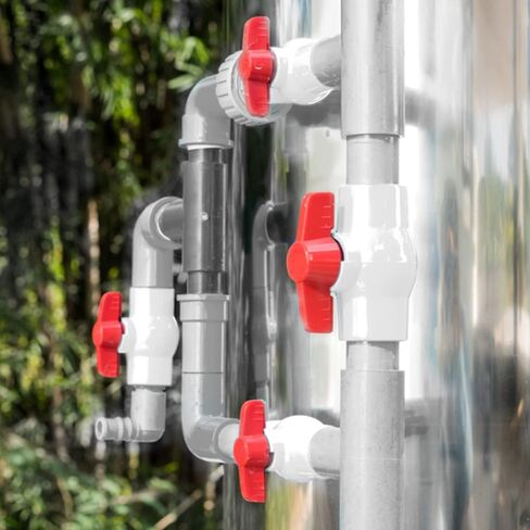 1 1/2 PVC Union - Schedule 40 Ball Valve PVC Fittings - Slip Solvent - T Handle Valve for Residential and Commercial Plumbing, Irrigation System, Pools, etc. - Red and White in Saudi Arabia