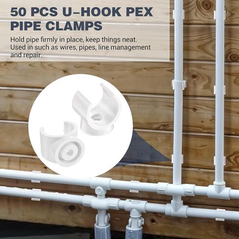 120 PCS 3/4 بوصة مشبك PEX أنبوب المشبك ، مشبك PEX لأنابيب المياه PVC وخراطيم الأنابيب شماعات المشابك مقبس الدعم ، أدوات مشبك أنابيب بلاستيكية بيضاء U in Saudi Arabia