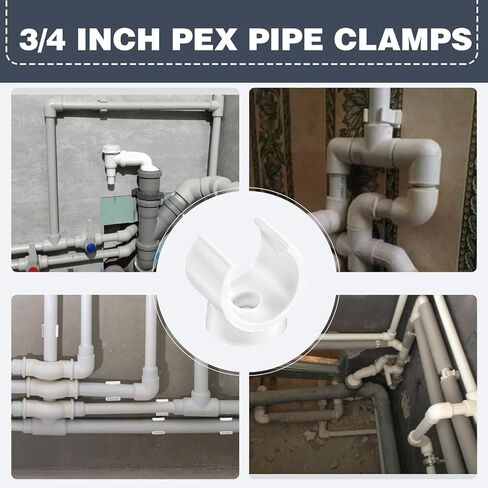 120 PCS 3/4 بوصة مشبك PEX أنبوب المشبك ، مشبك PEX لأنابيب المياه PVC وخراطيم الأنابيب شماعات المشابك مقبس الدعم ، أدوات مشبك أنابيب بلاستيكية بيضاء U in Saudi Arabia