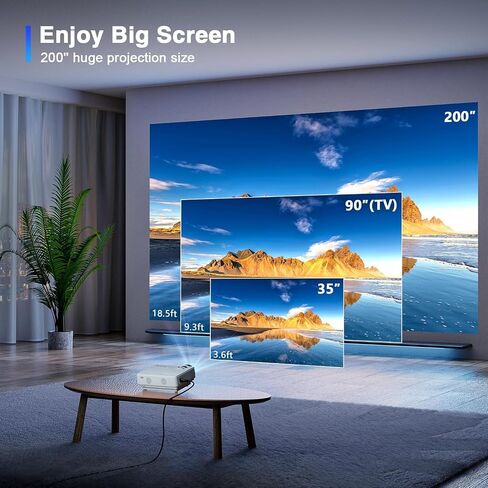 جهاز عرض صغير 2600 لومن 2019، جهاز عرض فيديو محمول مطور 55000 ساعة، جهاز عرض افلام مسرح منزلي للوسائط المتعددة، متوافق مع FHD 1080P HDMI وVGA وUSB وايه في واللابتوب والهواتف الذكية in Saudi Arabia