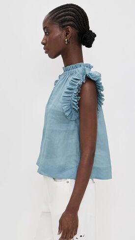 Sea Women's Anise Solid Flutter Sleeve Top in Saudi Arabia