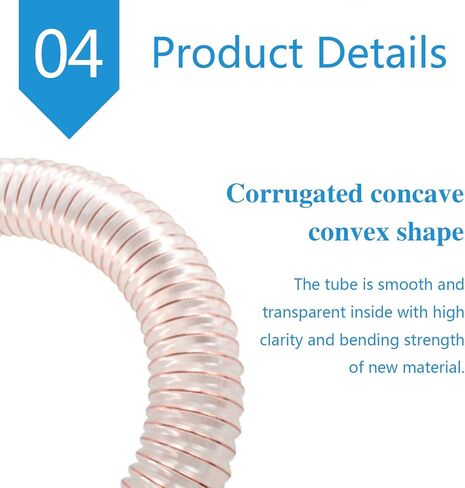 PU Ducting Hose Copper Wire 1M/39.37In Transparent 1.5mm Wall 270-310mm ID Workshop(Inner diameter:300mm) in Kuwait