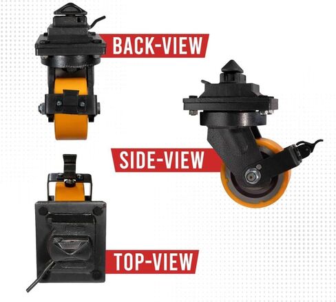 Mytee Products (4 Pack) 8" ISO Shipping Container Caster Wheel with Brakes - 5 Ton Load Capacity (11000 lbs WLL/Wheel) - Shipping Container Moving Wheels Swivel Plate with Twist Lock in Saudi Arabia