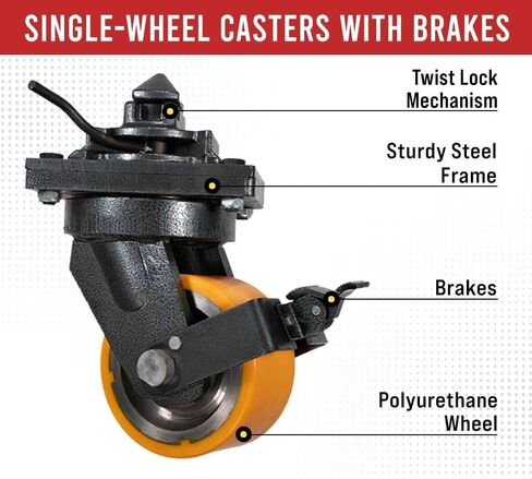 Mytee Products (4 Pack) 8" ISO Shipping Container Caster Wheel with Brakes - 5 Ton Load Capacity (11000 lbs WLL/Wheel) - Shipping Container Moving Wheels Swivel Plate with Twist Lock in Saudi Arabia