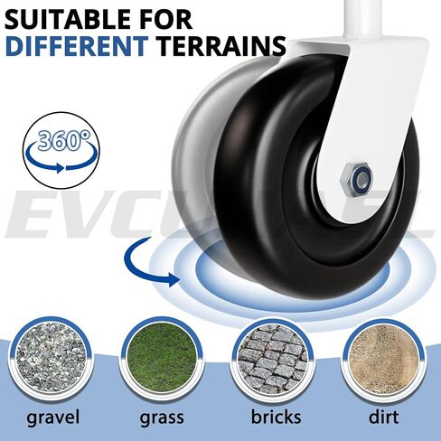 4.3" Spring Loaded Gate Caster Wheel with Bearing, Heavy Duty Gate Wheels with 360° Swivel for Outdoor Wooden Gates, Fence Gates and Metal Tube Gate, 220 Lbs Capacity, White, 1 Pack in Kuwait