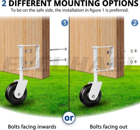 4.3" Spring Loaded Gate Caster Wheel with Bearing, Heavy Duty Gate Wheels with 360° Swivel for Outdoor Wooden Gates, Fence Gates and Metal Tube Gate, 220 Lbs Capacity, White, 1 Pack in Kuwait
