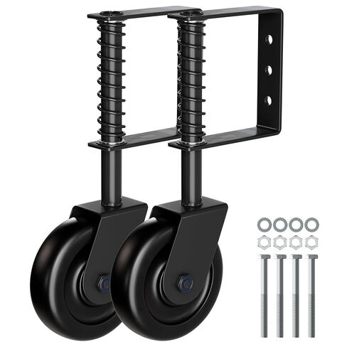 4.3" Spring Loaded Gate Caster Wheel with Bearing, Heavy Duty Gate Wheels with 360° Swivel for Outdoor Wooden Gates, Fence Gates and Metal Tube Gate, 220 Lbs Capacity, White, 1 Pack in Kuwait