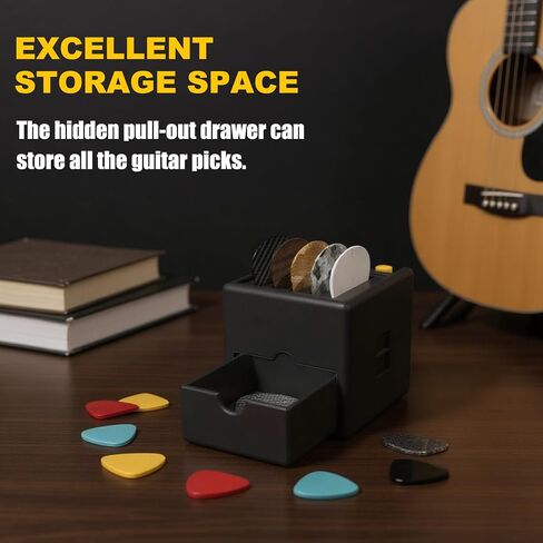 حامل عرض الجيتار مع تصميم مكبر للصوت - Compact 1.93 "CASE للموسيقيين ، ديكور الغيتار المثالي والموسيقى هدية (أسود) in Kuwait