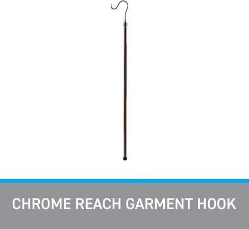 SSWBasics Chrome Reach Garment Hook - Durable Chrome Clothes Hook Pole - Adjustable High Reach Garment Hook - Extendable Metal Clothing Hook Pole for Retail, Boutique, and Home Closet Organization in Saudi Arabia