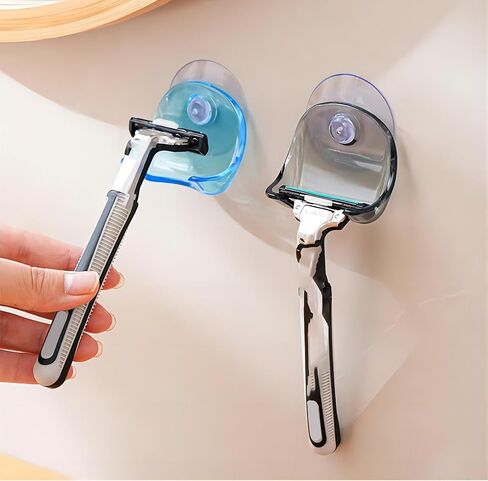 2 Pack Blue No-Drill Adhesive Shower Hook Set - Removable & Reusable Waterproof Storage Organizer in Saudi Arabia