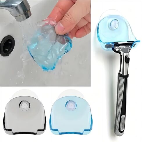2 Pack Blue No-Drill Adhesive Shower Hook Set - Removable & Reusable Waterproof Storage Organizer in Saudi Arabia