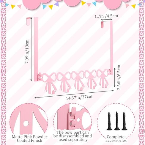 القوس الوردي فوق باب السنانير شماعات Coquette ديكور لطيف جدار جبل منشفة شماعات الوردي منظم خطاف الباب in Saudi Arabia