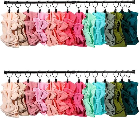 Ferraycle Wall Hanging Bow Holder with Hooks Hair Bow Holder Organizer for Girls Hanger Headband Storage Organizer Include Metal 16 to 23.6 Inch Rods Wall Hooks(White,46 Pcs) in Saudi Arabia